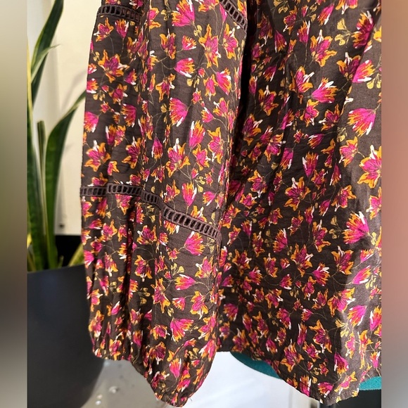 Pioneer Woman Embellished Split Neck Blouse large (12-14) pink brown - Picture 2 of 13